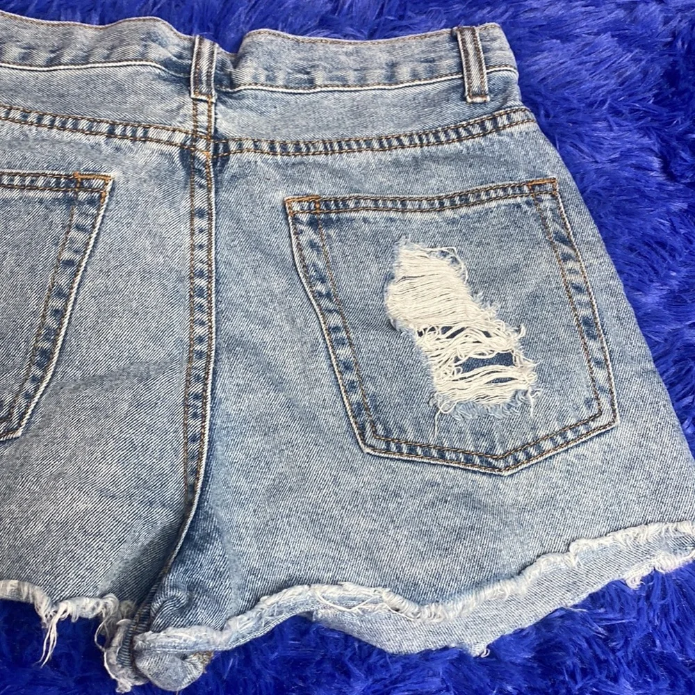 Caffeine Distressed Blue Jean Denim Shorts Size Small Excellent Condition